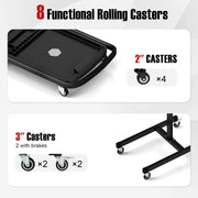 2-in-1 Rolling Tool Tray Height Adjustable Work Table with Detachable Part Tray-Black