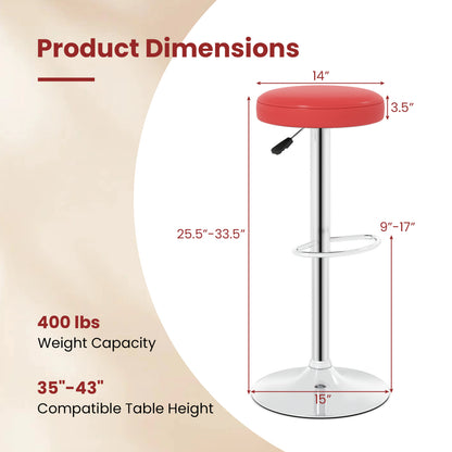 Adjustable Swivel Bar Stool with Footrest, 400 lbs Capacity