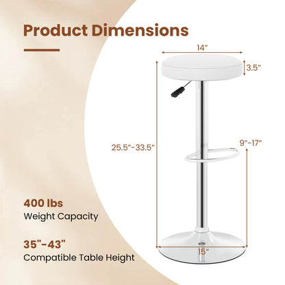Adjustable Swivel Bar Stool with Footrest, 400 lbs Capacity