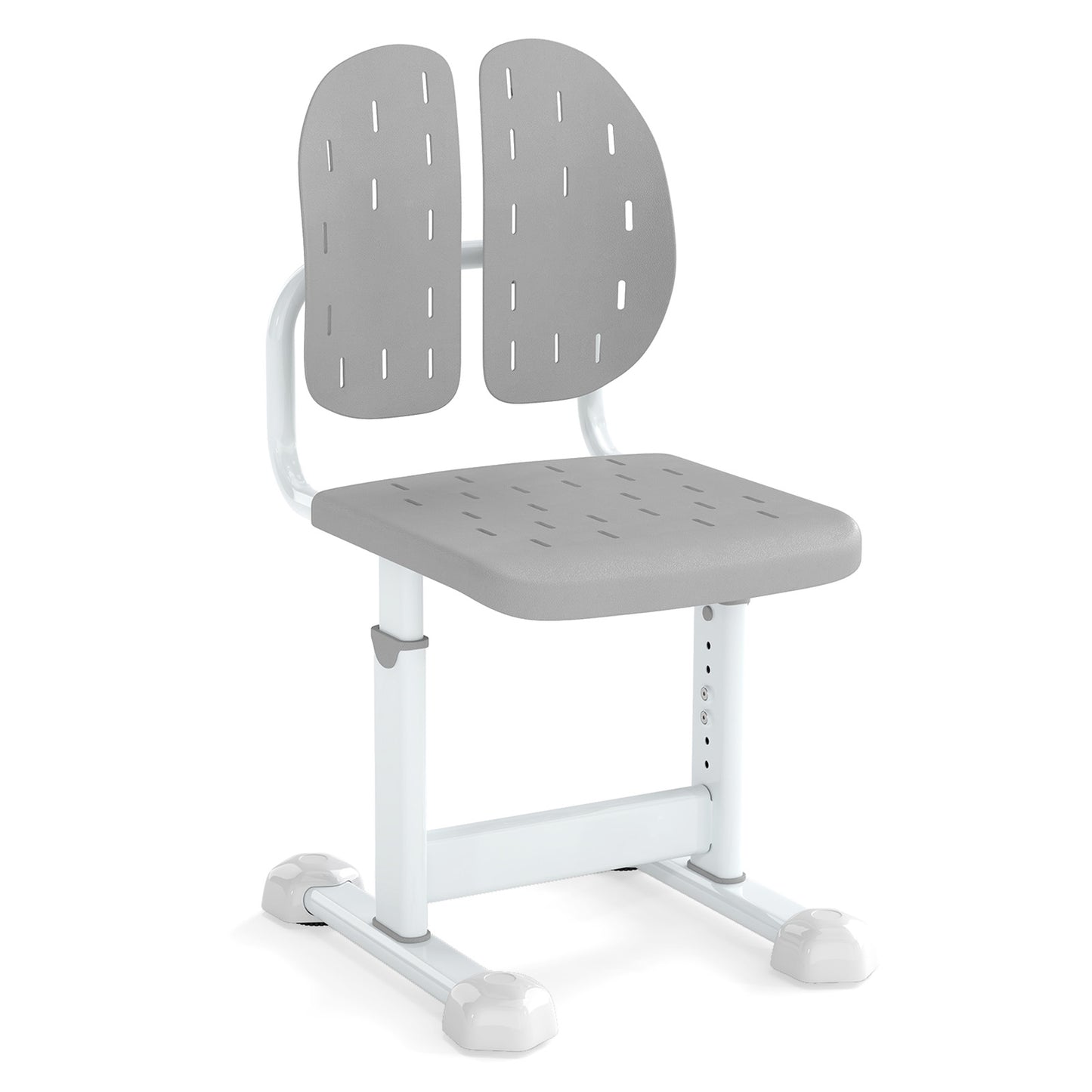Height-adjustable Kid's Study Chair with Double Back Support and Breathable Seat for 3+ Years Old-Gray