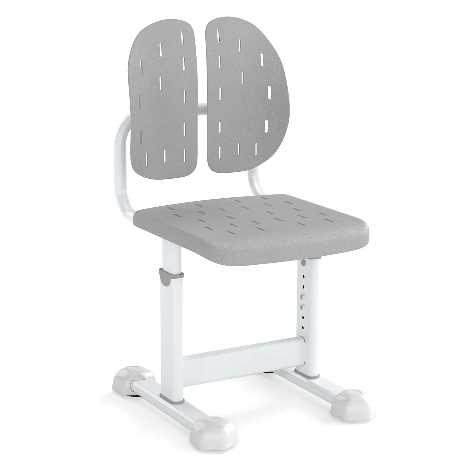 Height-adjustable Kid's Study Chair with Double Back Support and Breathable Seat for 3+ Years Old-Gray