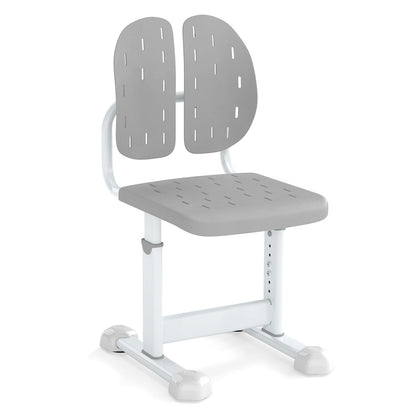 Height-adjustable Kid's Study Chair with Double Back Support and Breathable Seat for 3+ Years Old-Gray