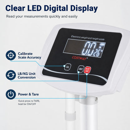 Digital Height and Weight Scale with LED Display 400 lbs