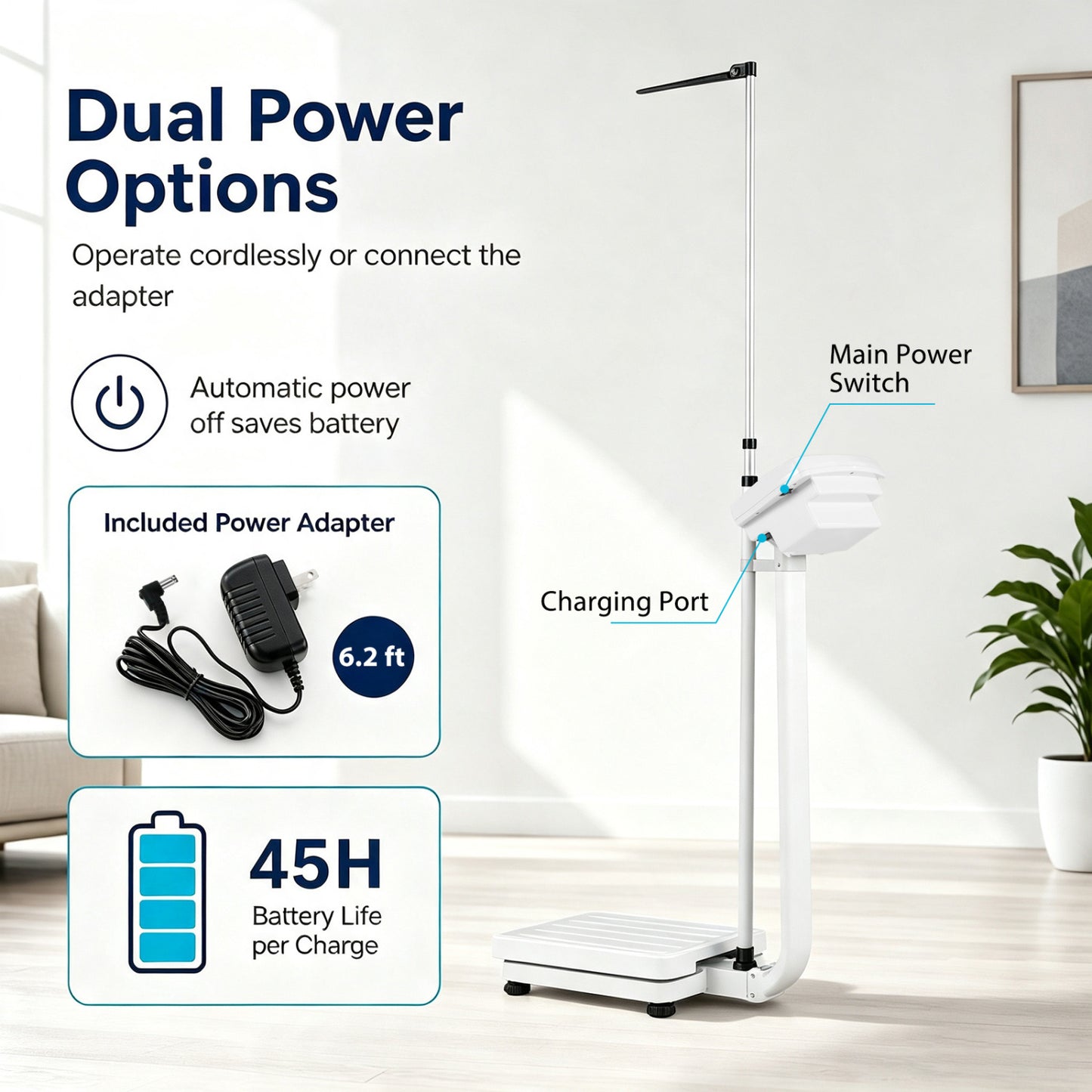 Digital Height and Weight Scale with LED Display 400 lbs