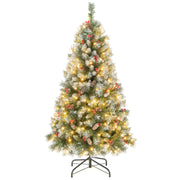 Hinged Christmas Tree with 450 PVC Branch Tips and 200 Warm White LED Lights-5ft - 5Ft