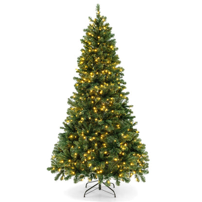 6/7/8 Feet Hinged Christmas Tree with PVC Branch Tips Warm White LED Lights-6 ft - 7 Ft