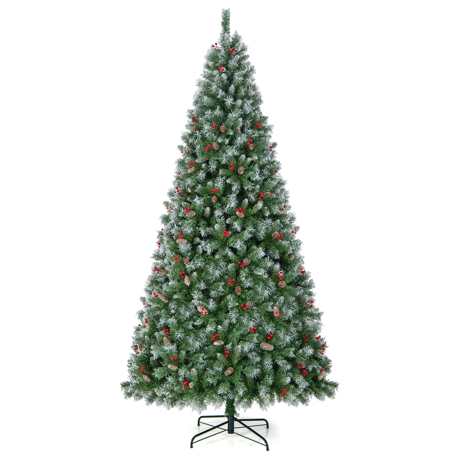 Hinged Christmas Tree with 450 PVC Branch Tips and 200 Warm White LED Lights-5ft - 9 Ft