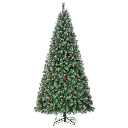 Hinged Christmas Tree with 450 PVC Branch Tips and 200 Warm White LED Lights-5ft - 9 Ft