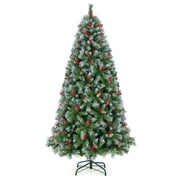 Hinged Christmas Tree with 450 PVC Branch Tips and 200 Warm White LED Lights-5ft - 7.5 Ft