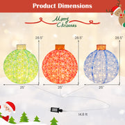 3-Piece Pre-Lit Pop up Christmas Ball Set with Warm White LED Lights