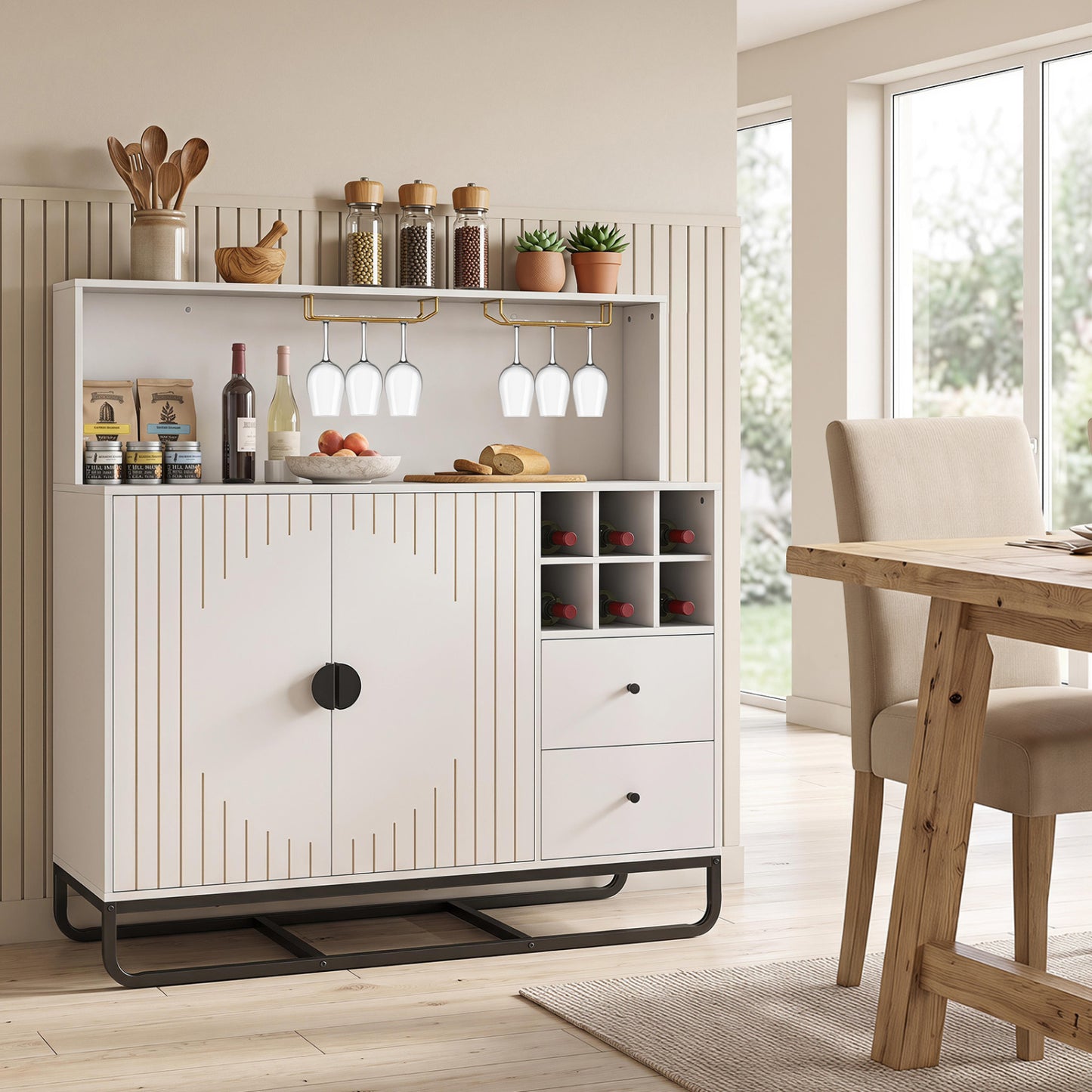 Bar Cabinet with Wine Rack and Glass Holder - 47" Wide