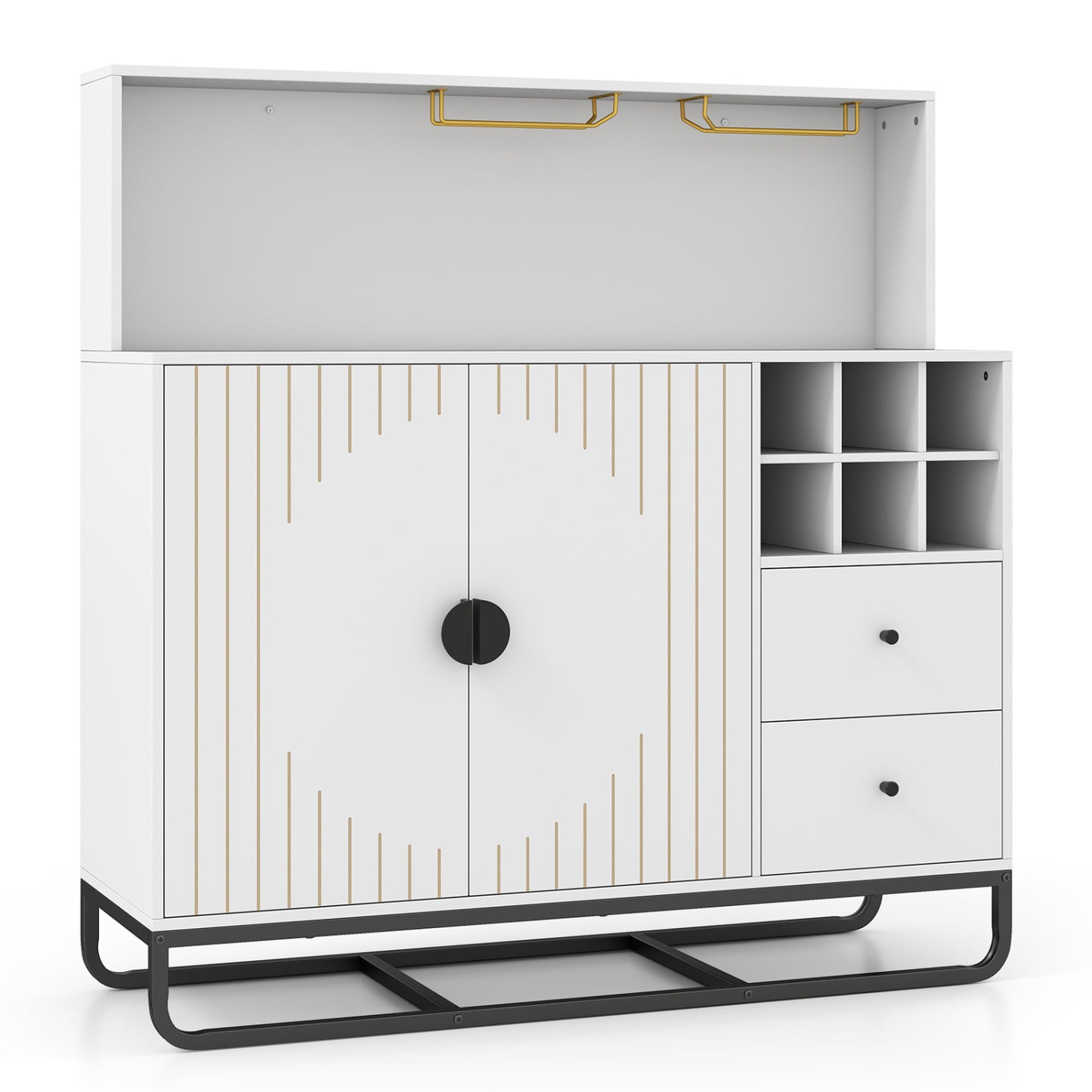 Bar Cabinet with Wine Rack and Glass Holder - 47" Wide