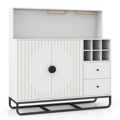 Bar Cabinet with Wine Rack and Glass Holder - 47" Wide