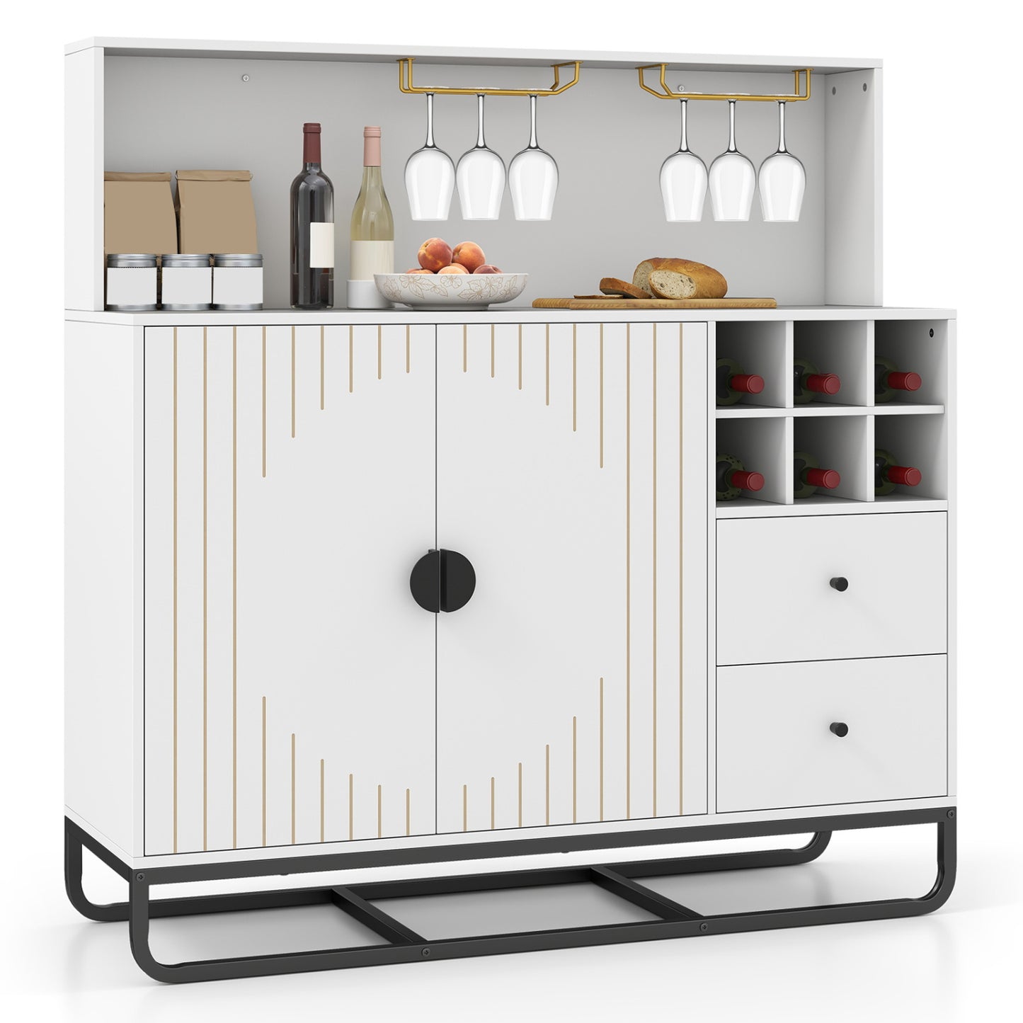 Bar Cabinet with Wine Rack and Glass Holder - 47" Wide