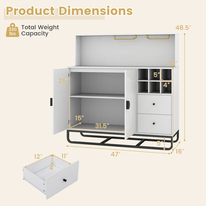 Bar Cabinet with Wine Rack and Glass Holder - 47" Wide