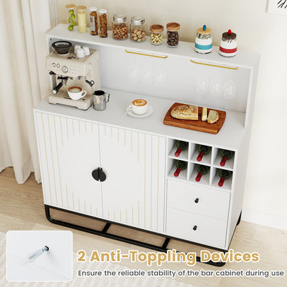 Bar Cabinet with Wine Rack and Glass Holder - 47" Wide