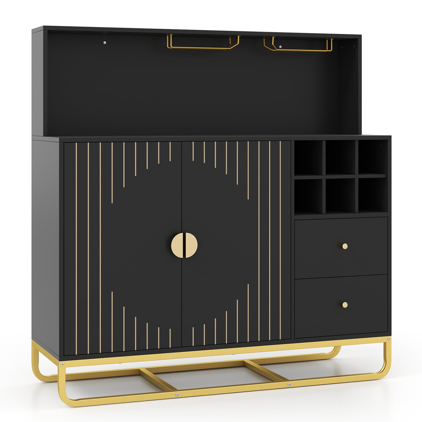 Bar Cabinet with Wine Rack and Glass Holder - 47" Wide