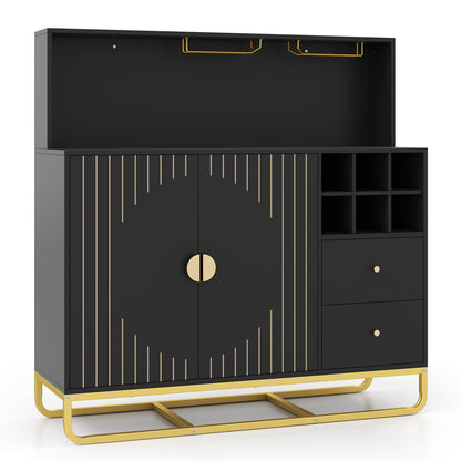 Bar Cabinet with Wine Rack and Glass Holder - 47" Wide