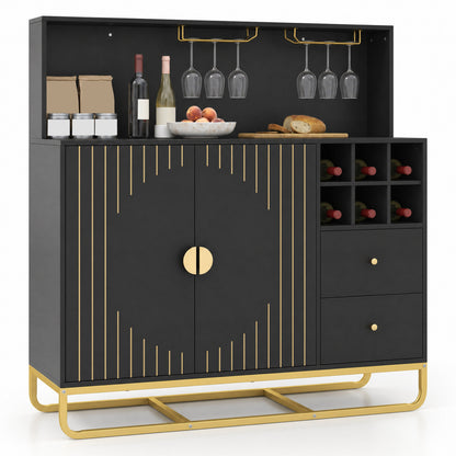Bar Cabinet with Wine Rack and Glass Holder - 47" Wide
