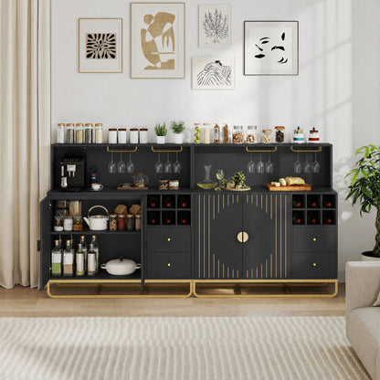 Bar Cabinet with Wine Rack and Glass Holder - 47" Wide