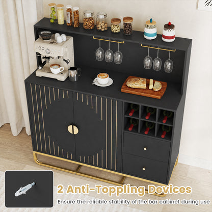 Bar Cabinet with Wine Rack and Glass Holder - 47" Wide