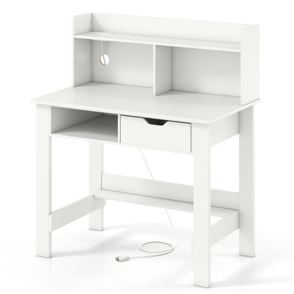 Home Office Computer Desk with Storage Shelves and Drawer Ideal for Working and Studying