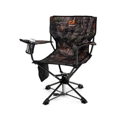 360° Swivel Hunting Chair Portable Foldable Hunting Chair with Mesh Cup Holder and Storage Pockets-Camouflage - Camouflage