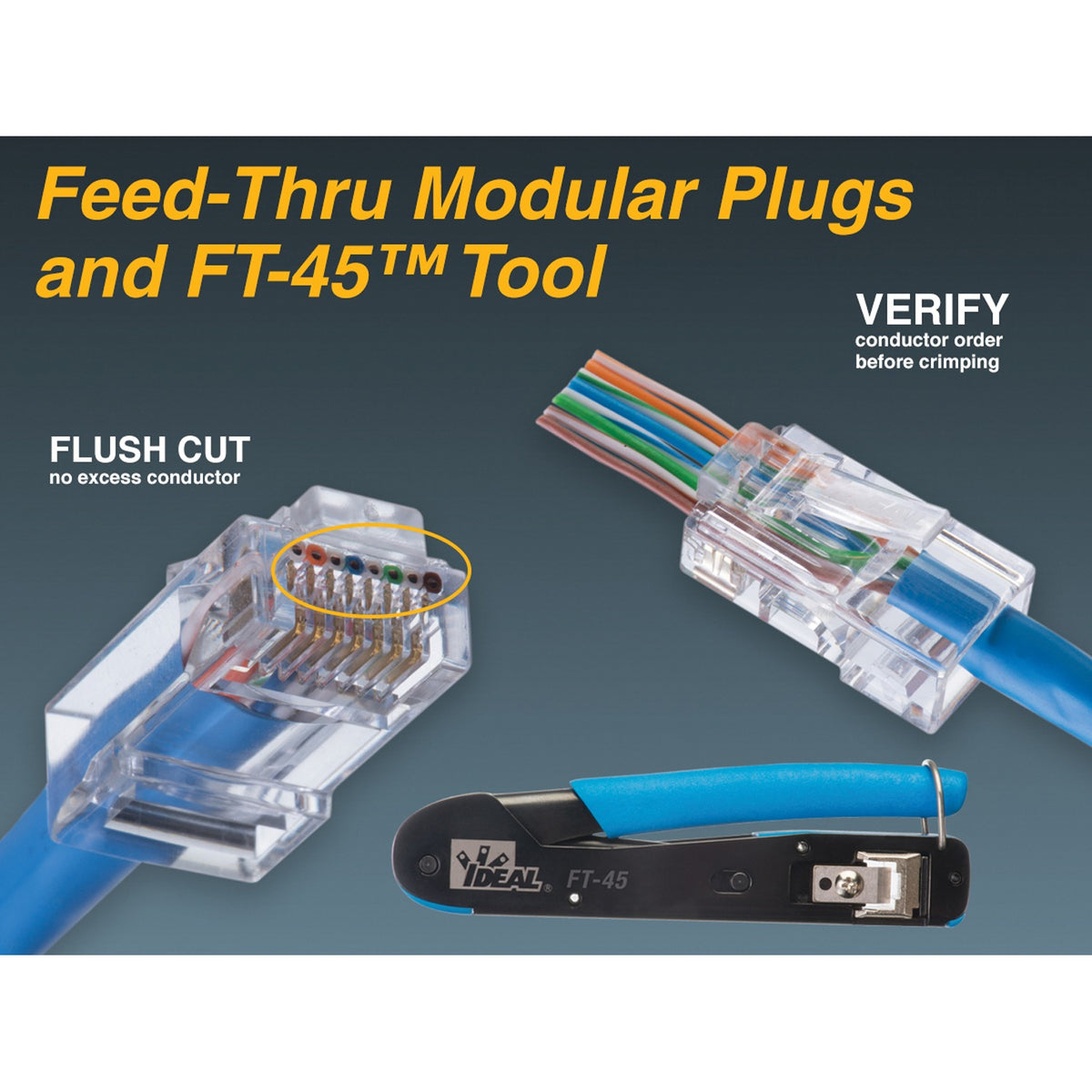 IDEAL Feed-Thru CAT-6 RJ45 Modular Plugs, 50 Pack - view 10
