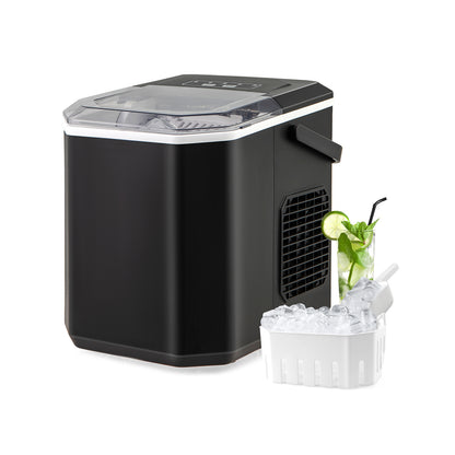 Ice Maker Countertop with Self-Cleaning for Home Kitchen Office Party-Silver - Black