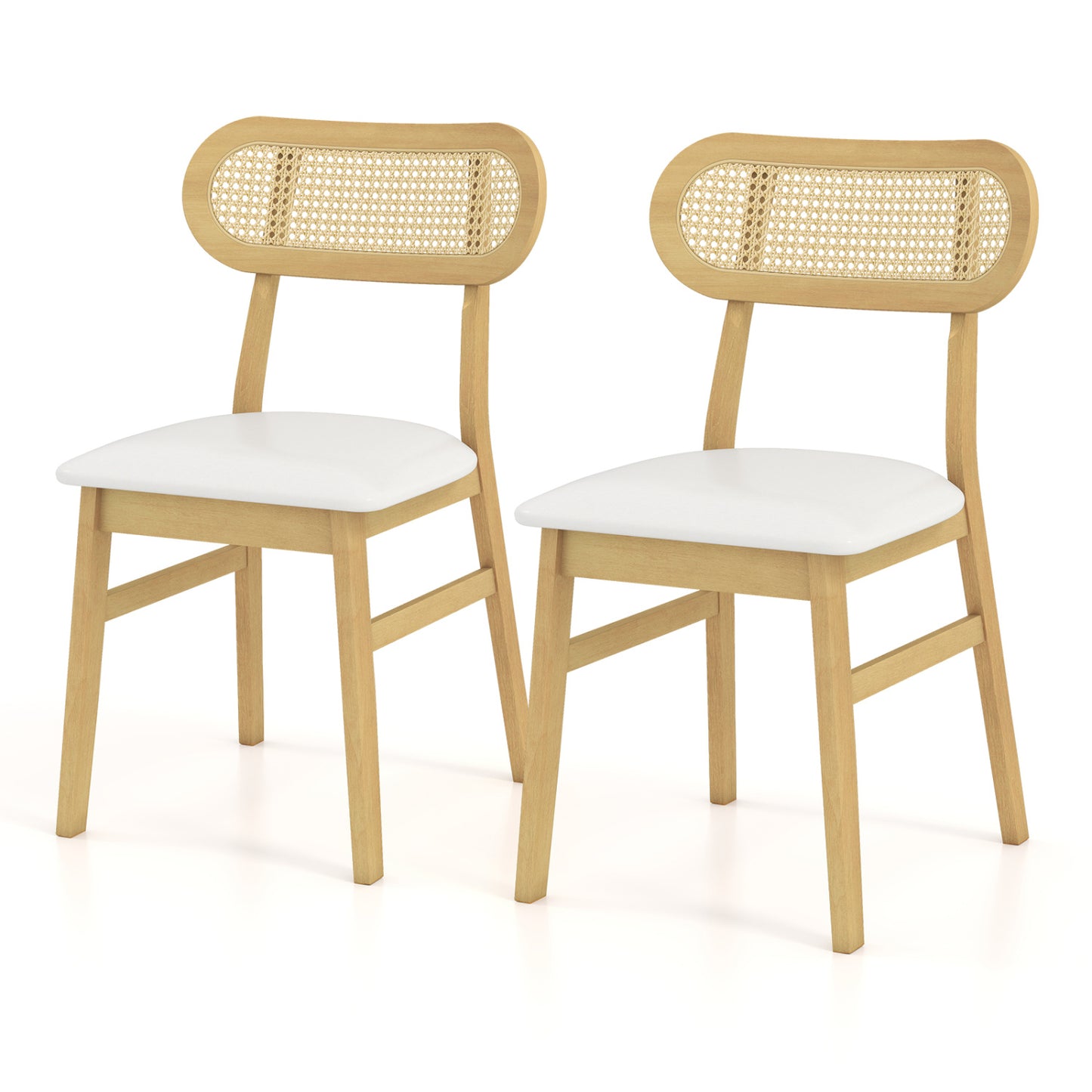 Indoor Mid Century Wood Dining Chairs Set of 2 for Dining Room-Black - White