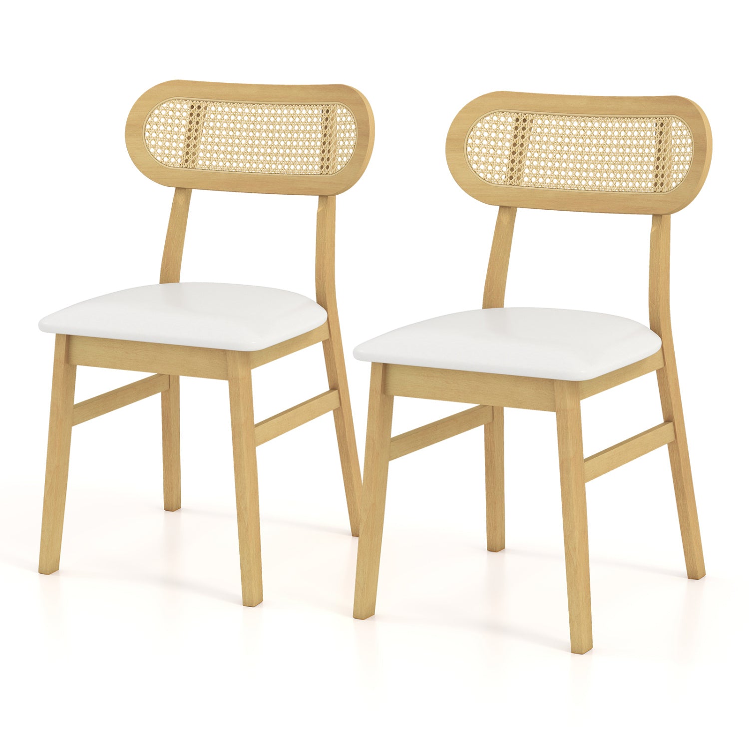 Indoor Mid Century Wood Dining Chairs Set of 2 for Dining Room-Black - White