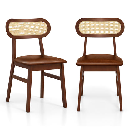 Indoor Mid Century Wood Dining Chairs Set of 2 for Dining Room-Coffee