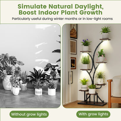 Indoor Plant Stand with Grow Lights 58" Tall 8-Tier Corner Metal Plant Shelf-Set of 1