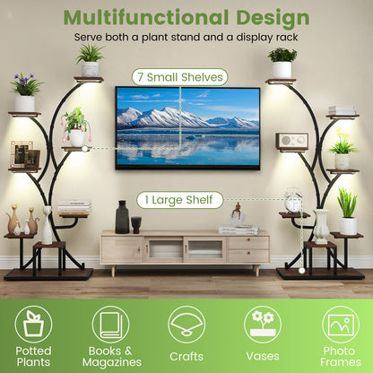 Indoor Plant Stand with Grow Lights 58" Tall 8-Tier Corner Metal Plant Shelf-Set of 1