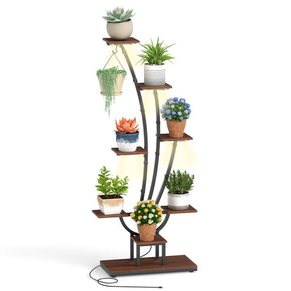 Indoor Plant Stand with Grow Lights Tall 8-Tier Corner Metal Plant Shelf-1 Piece