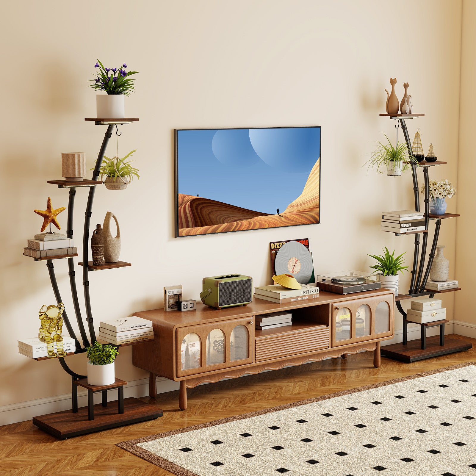Indoor Plant Stand with Grow Lights Tall 8-Tier Corner Metal Plant Shelf-1 Piece