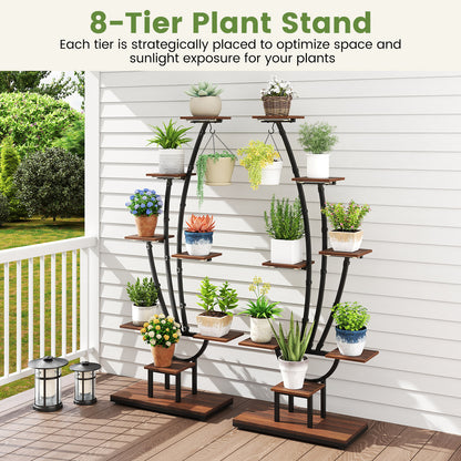 Indoor Plant Stand with Grow Lights Tall 8-Tier Corner Metal Plant Shelf-1 Piece