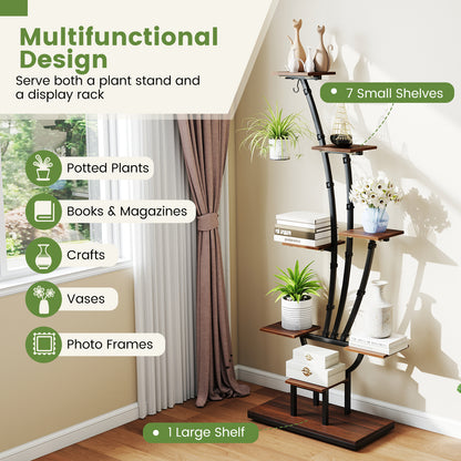 Indoor Plant Stand with Grow Lights Tall 8-Tier Corner Metal Plant Shelf-1 Piece