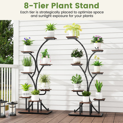 Indoor Plant Stand with Grow Lights 58" Tall 8-Tier Corner Metal Plant Shelf-Set of 2