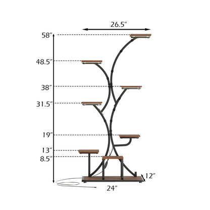 Indoor Plant Stand with Grow Lights 58" Tall 8-Tier Corner Metal Plant Shelf-Set of 2