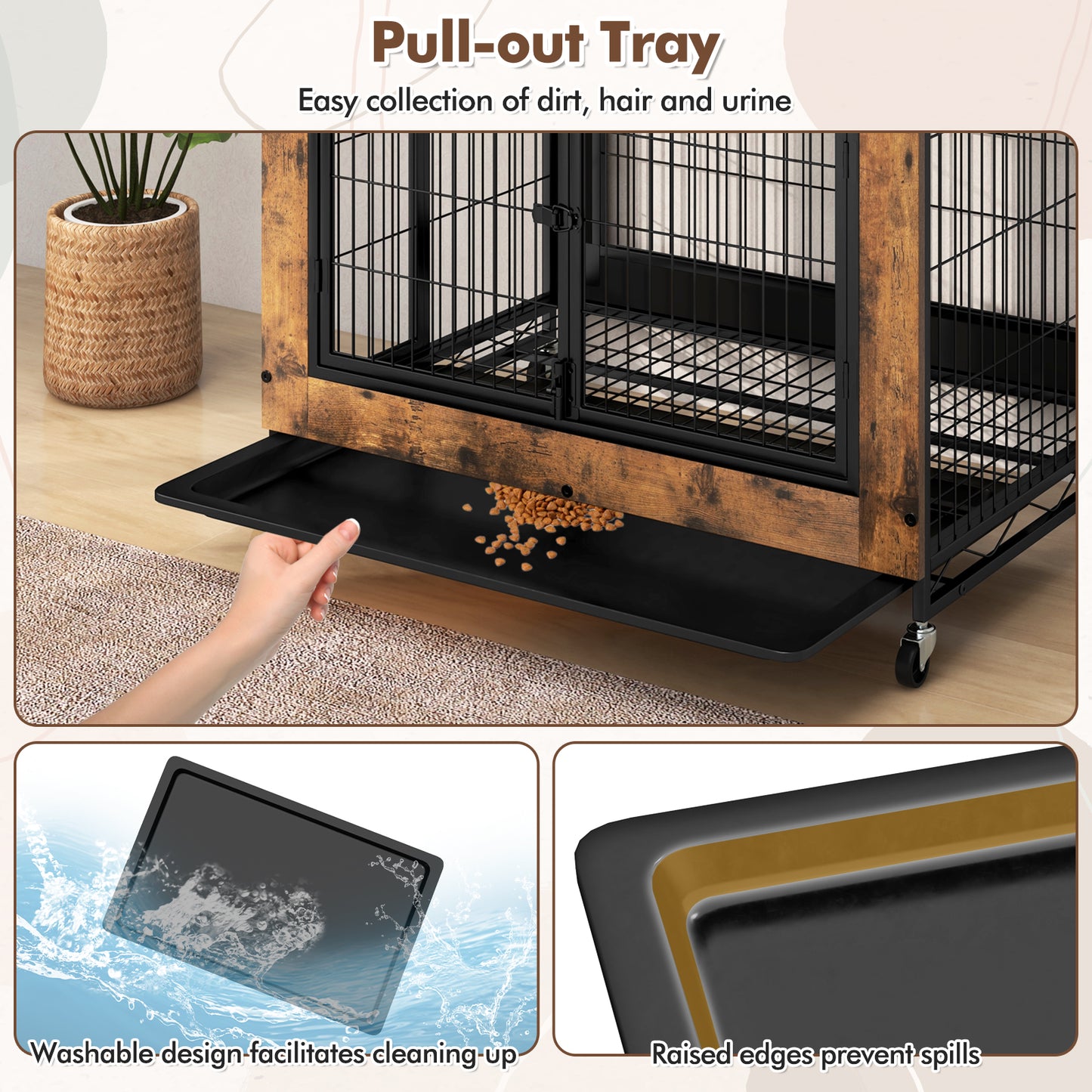 Industrial Dog Kennel Dog Crate Furniture with Storage Shelves