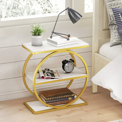 3-Tier Industrial Side Table with Metal Frame
