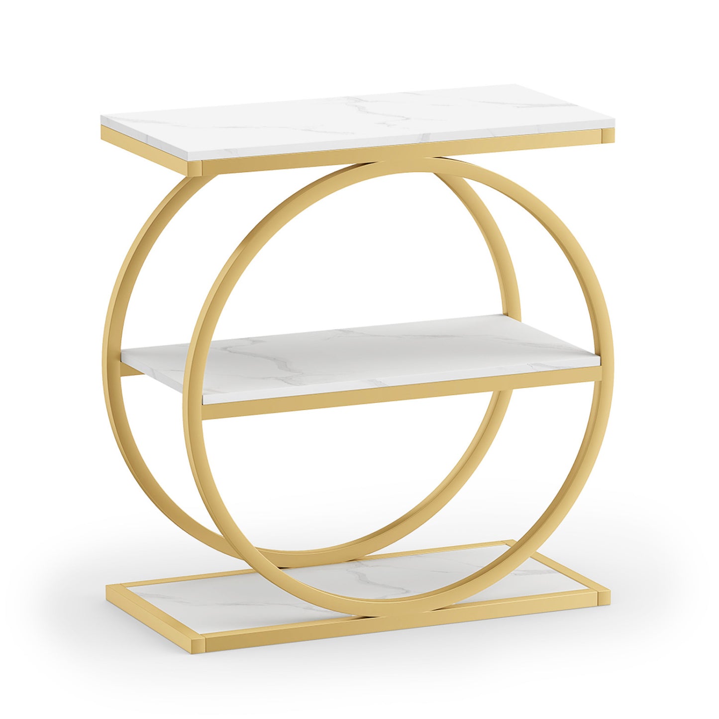 3-Tier Industrial Side Table with Metal Frame