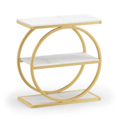 3-Tier Industrial Side Table with Metal Frame
