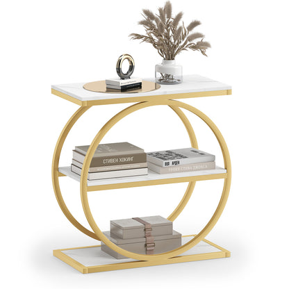 3-Tier Industrial Side Table with Metal Frame