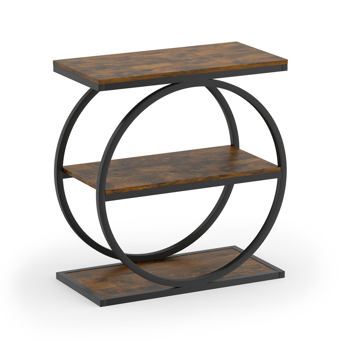 3-Tier Industrial Side Table with Metal Frame