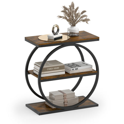 3-Tier Industrial Side Table with Metal Frame