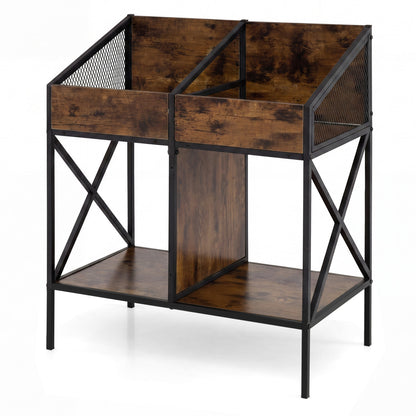 Industrial Vinyl Record Storage Rack with Metal Frame