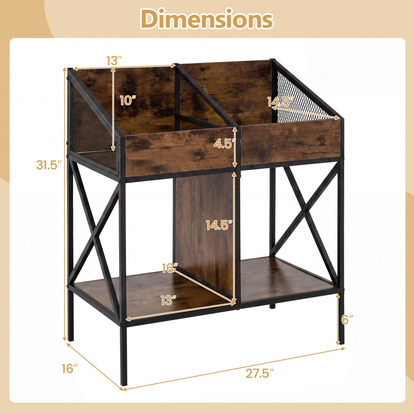 Industrial Vinyl Record Storage Rack with Metal Frame