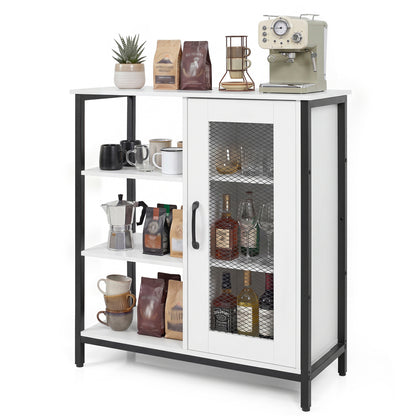 Industrial Side Cabinet with Metal Mesh Door & 3 Shelves